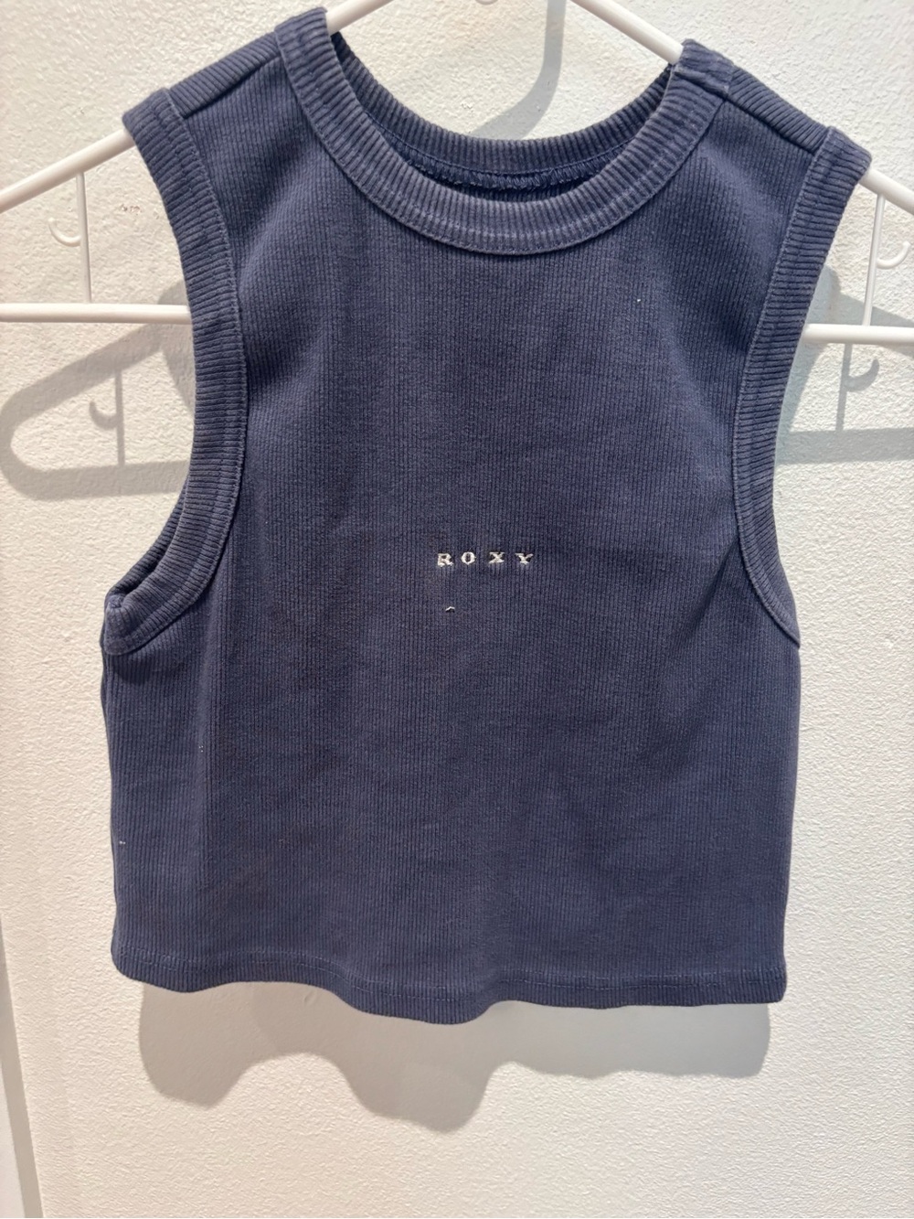 Roxy Navy Ribbed Cropped Tank Top